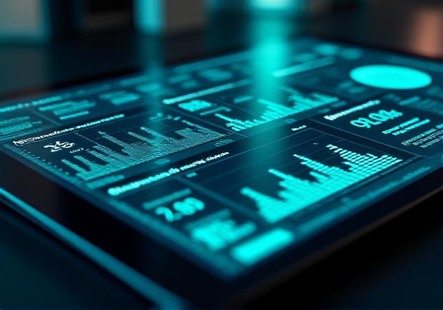 Luxury modern business intelligence dashboard displayed on a high-resolution terminal